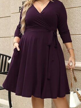 Nemidor Women's V-Neckline 3/4 Sleeve Stretchy Casual Midi - Plus Size 16 - NWOT